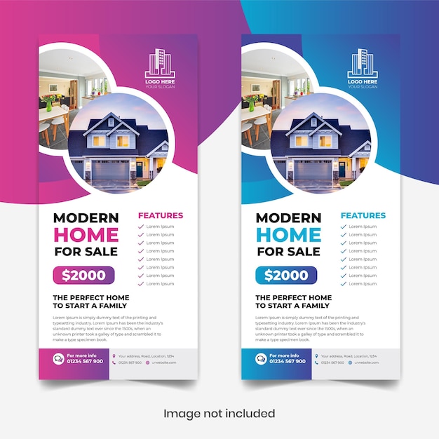 Zakelijk onroerend goed huis onroerend goed makelaar bouw bedrijf rack card dl flyer sjabloonontwerp