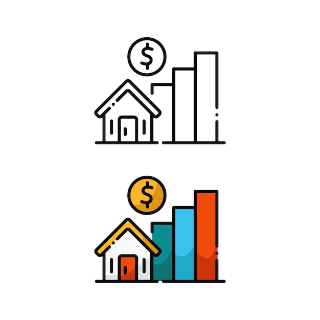 Zakelijk onroerend goed pictogramontwerp in twee variatiekleuren