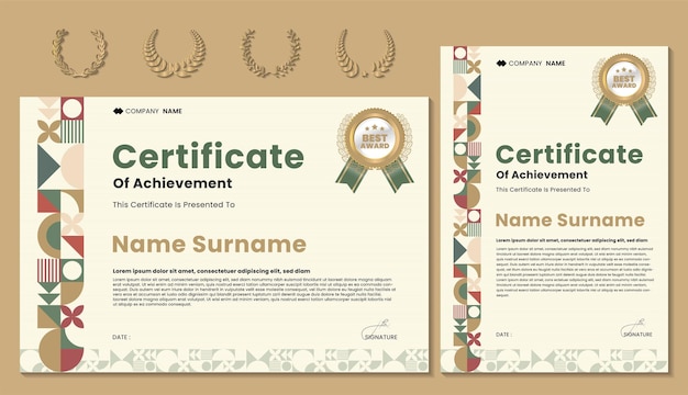 Zakelijk thema certificaat of award ontwerpsjabloon kantoor met luxe gouden kleur vector blend