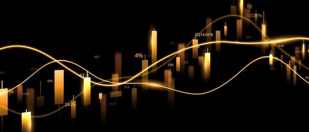 Zakelijk vectorillustratieontwerp Beursgrafieken of Forex-handelsgrafieken voor zakelijke en financiële ideeën