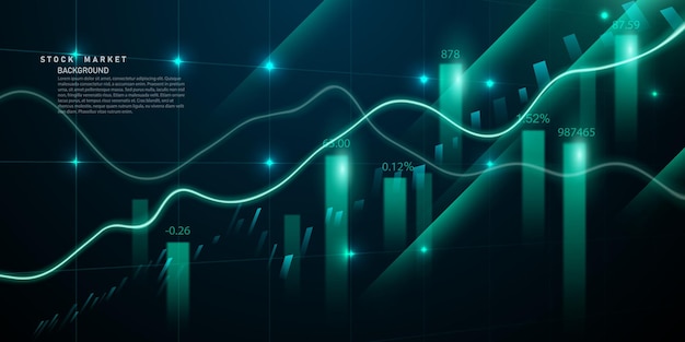 Zakelijk vectorillustratieontwerp beursgrafieken of forex-handelsgrafieken voor zakelijke en financiële ideeën