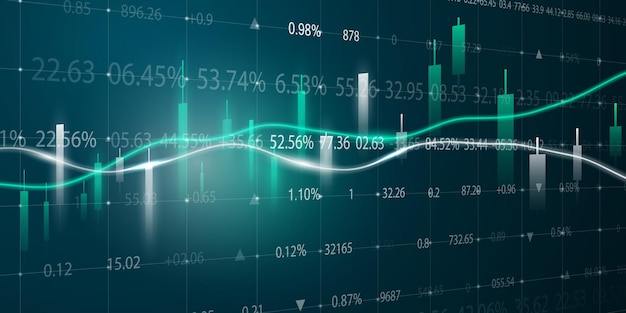 Zakelijk vectorillustratieontwerp Beursgrafieken of Forex-handelsgrafieken voor zakelijke en financiële ideeën