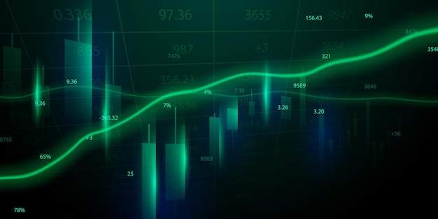 Zakelijk vectorillustratieontwerp beursgrafieken of forex-handelsgrafieken voor zakelijke en financiële ideeën