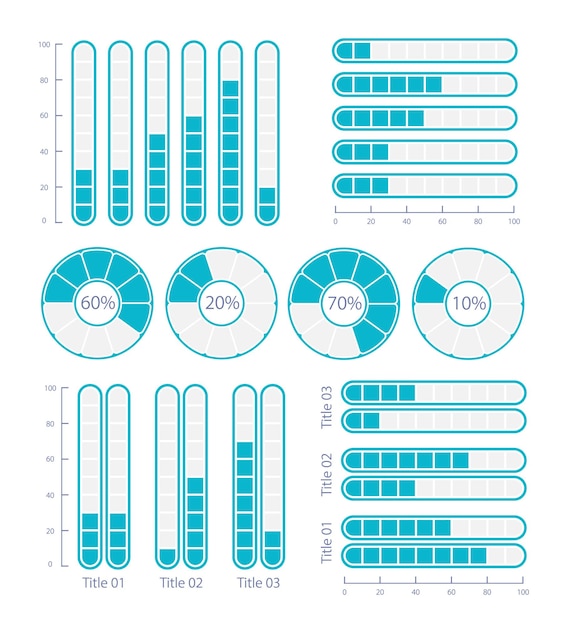 Zakelijk voortgangsrapport met infographic grafiek ontwerpsjabloon set