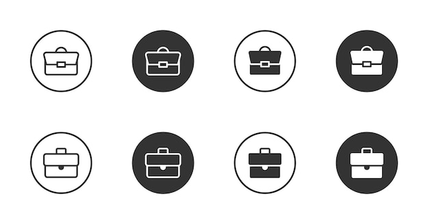 Zakelijke aktetas iconen set Tas en portfolio symbool Flat vector illustratie
