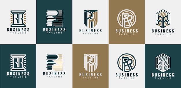 Zakelijke beginletter R RR logo ontwerp