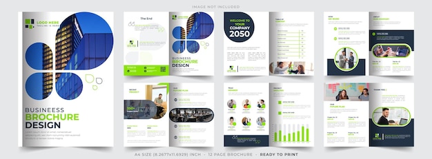 Zakelijke brochure sjabloon lay-out ontwerp 12 pagina's bedrijfsbrochure bewerkbare sjabloon lay-out