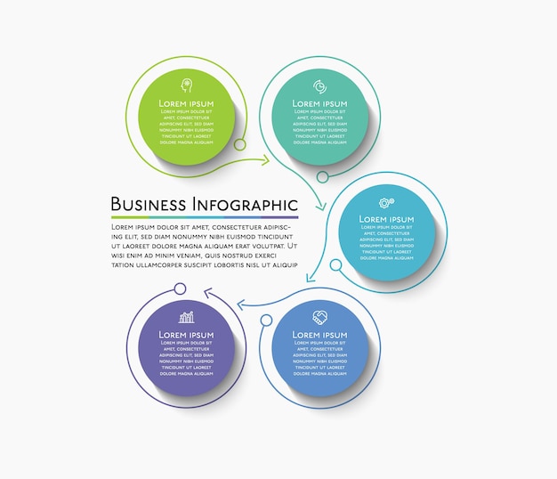 Zakelijke cirkel tijdlijn infographic pictogrammen ontworpen voor abstracte achtergrond sjabloon