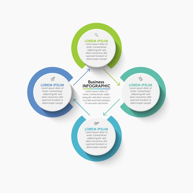 Zakelijke cirkel tijdlijn infographic pictogrammen ontworpen voor abstracte achtergrond sjabloon