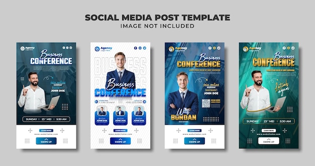 Zakelijke conferentie Social Media Instagram Verhaal, flyer en bannersjabloon