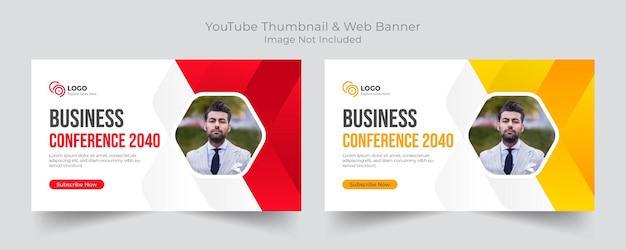 Zakelijke conferentie youtube videominiatuur of ontwerpsjabloon voor webbanner
