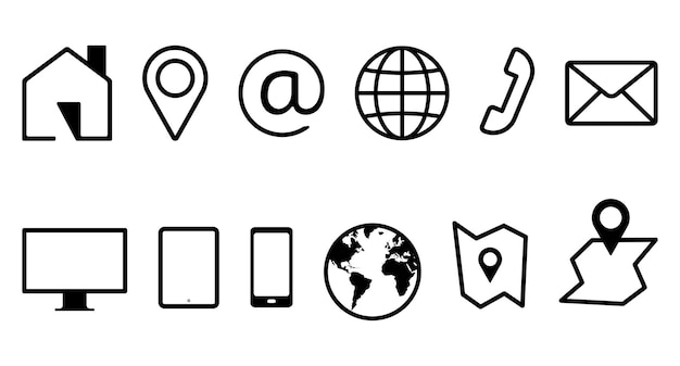 Zakelijke contact icon set Groep communicatie symbolen voor web en mobiele app Kaderstijl