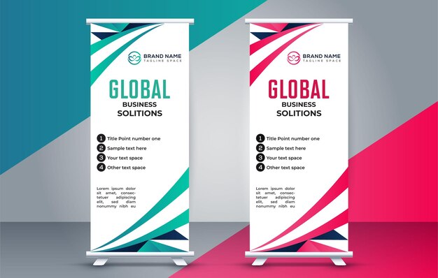 Vector zakelijke creatieve roll-up display standee voor presentatiedoeleinden