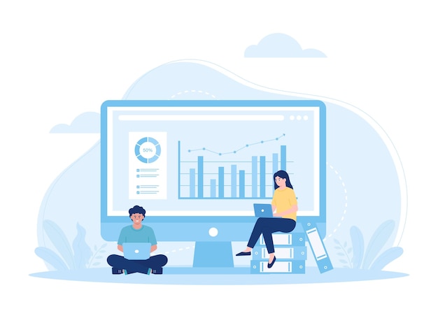 Zakelijke diagramanalyse trending concept vlakke afbeelding