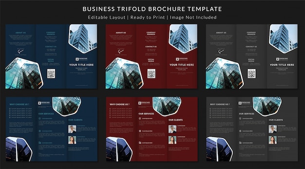 Vector zakelijke driebladige brochure sjabloon premium