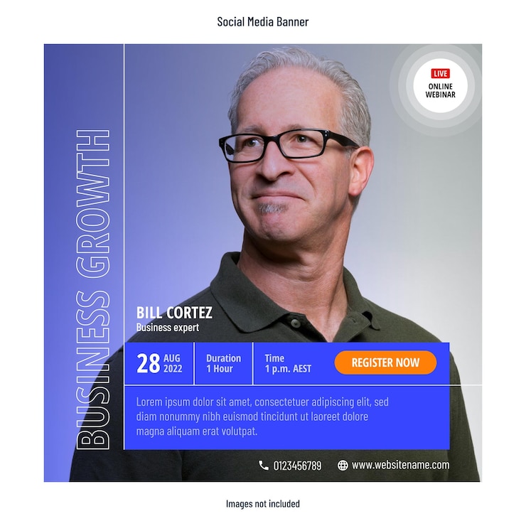 Vector zakelijke en digitale marketing of maker webinar of online evenement social media post sjabloonontwerp