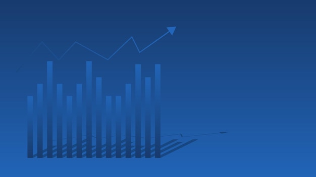 Zakelijke en financiële achtergrond met kopieerruimte-staafdiagram met opwaartse trendpijl laat winstgroei zien