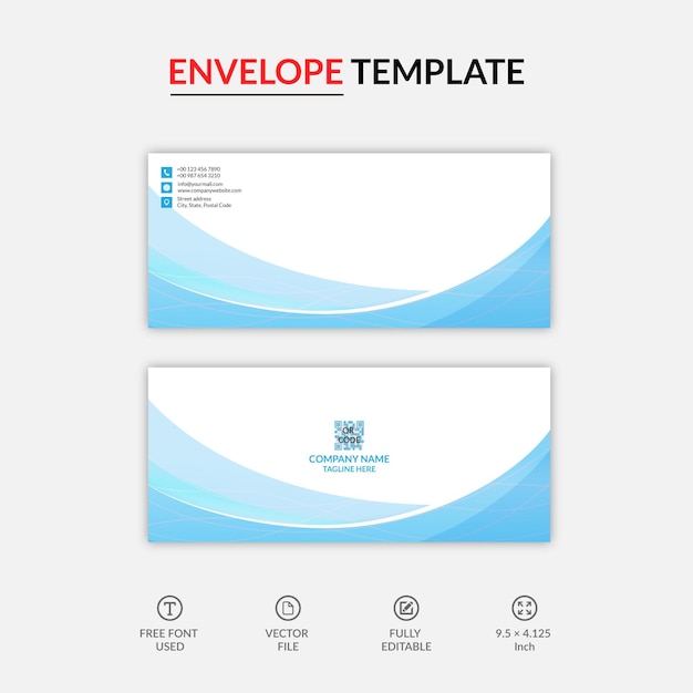 Zakelijke envelop ontwerpsjabloon met voor- en achterkant