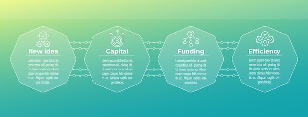 Zakelijke financiële infographics met pictogrammen op achthoekige vormen