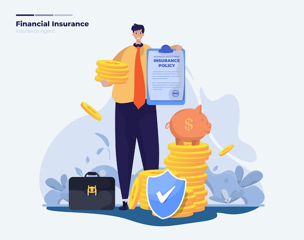 Zakelijke financiële investeringen verzekeringspolis illustratie