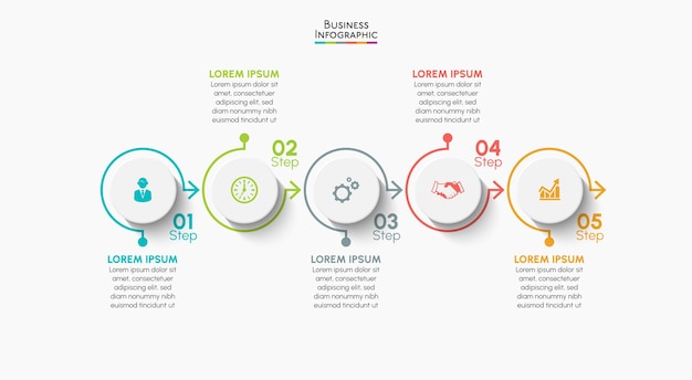 Vector zakelijke gegevens visualisatie tijdlijn infographic pictogrammen ontworpen voor abstracte achtergrond sjabloon