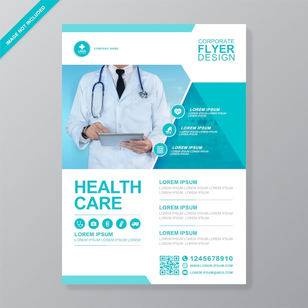 Zakelijke gezondheidszorg en medische dekking a4 flyer ontwerpsjabloon