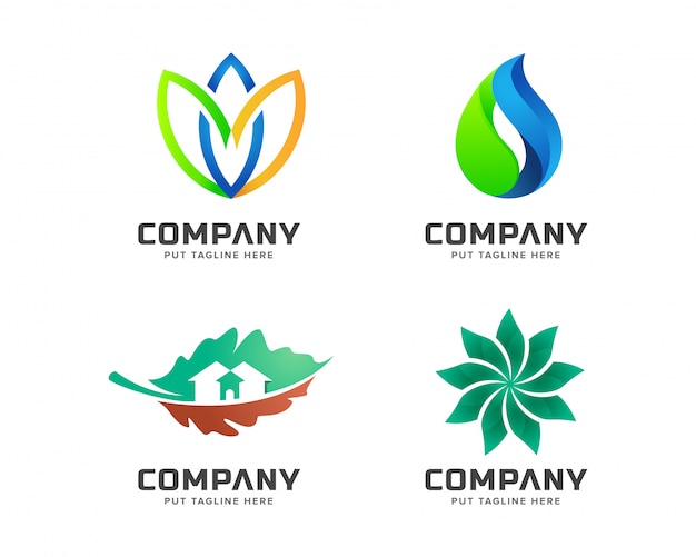 Zakelijke groene natuur, spa-logo sjabloon set