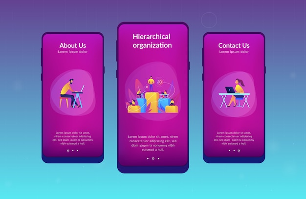 Zakelijke hiërarchie app-interfacemalplaatje