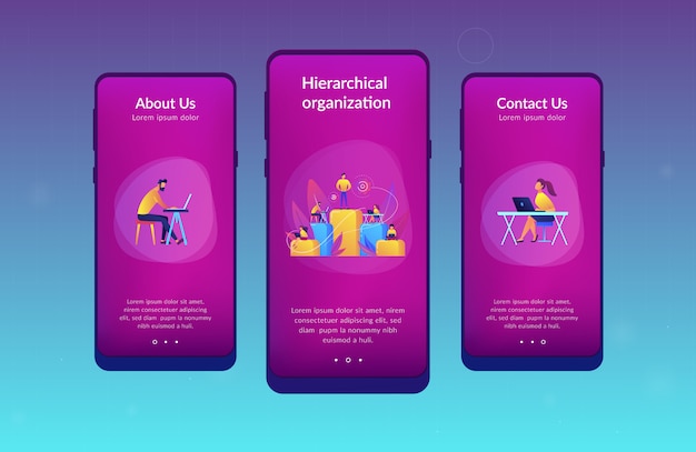 Zakelijke hiërarchie app-interfacemalplaatje