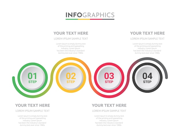 Zakelijke info-grafische sjabloon met 4 stappen ontwerp.