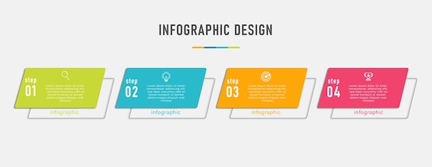 Zakelijke info grafische sjabloon met optie nummer werkstroom vier stappen