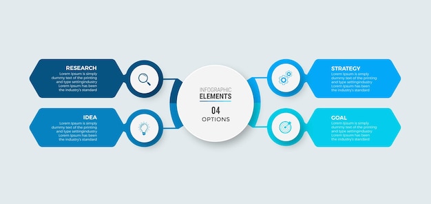 Zakelijke infographic cirkel ontwerp pictogrammen 4 opties of stappen premium vector