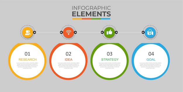 Zakelijke infographic cirkel ontwerp pictogrammen 4 opties of stappen Premium Vector