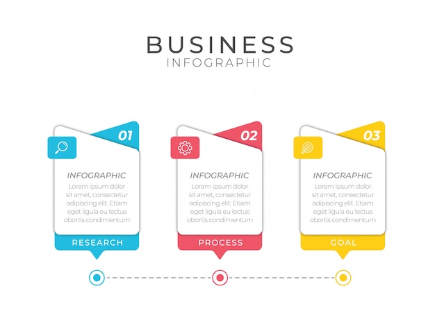 Zakelijke infographic element met 3 opties, stappen, nummer sjabloonontwerp