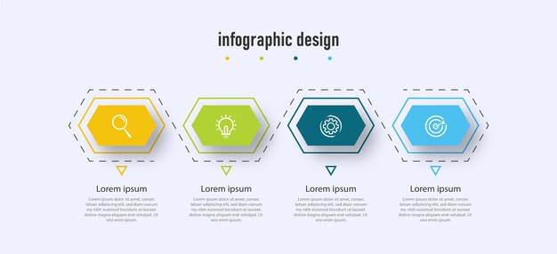 Zakelijke infographic element met 4 opties stappen nummer sjabloonontwerp