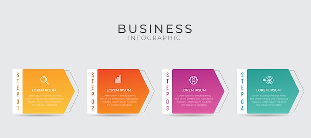 Zakelijke infographic element met 4 opties, stappen, nummer sjabloonontwerp