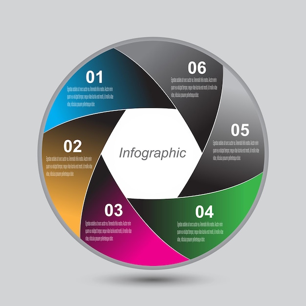 Zakelijke infographic-elementen in 6 stappen voor de presentatie