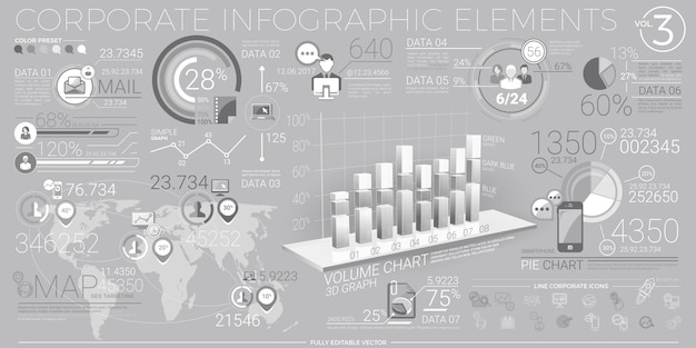 Zakelijke infographic elementen in grijs en wit