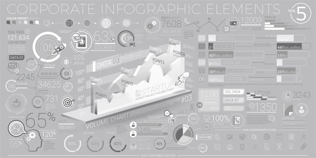 Zakelijke infographic elementen in grijs en wit