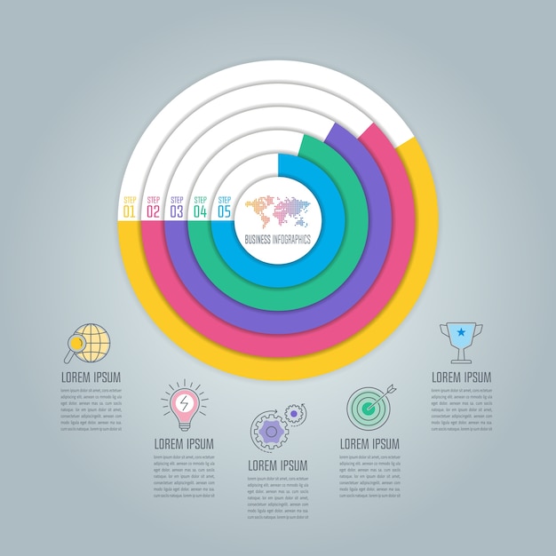 Zakelijke infographic met 5 opties.