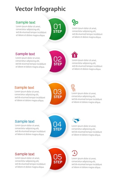 Vector zakelijke infographic met 5 stappen, opties, onderdelen of processen