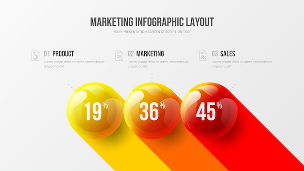 Zakelijke infographic met kleurrijke 3d ballen