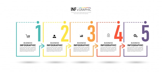 Zakelijke infographic met vijf stappen