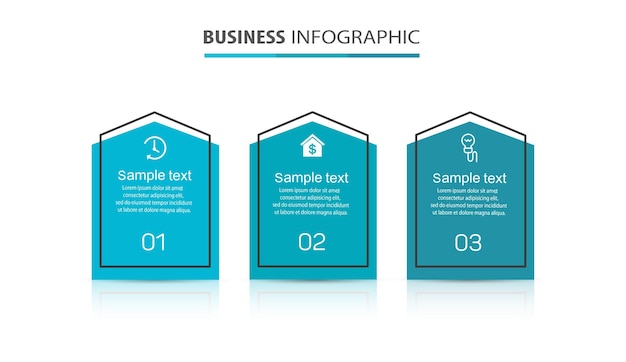 Zakelijke infographic ontwerpsjabloon met 3 opties of stappen
