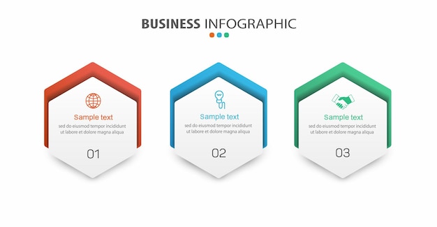 Zakelijke infographic ontwerpsjabloon met 3 opties of stappen