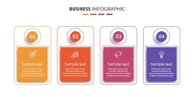 Zakelijke infographic ontwerpsjabloon met 4 opties, stappen of processen