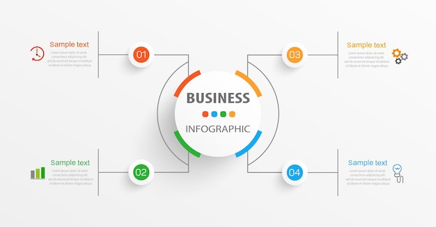 Zakelijke infographic ontwerpsjabloon met 4 opties, stappen of processen