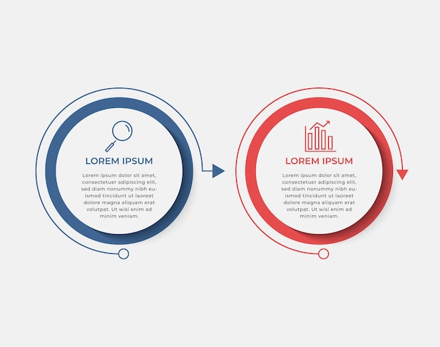 Zakelijke Infographic ontwerpsjabloon Vector met pictogrammen en 2 twee opties of stappen. Kan worden gebruikt voor procesdiagrammen, presentaties, werkstroomlay-out, banner, stroomschema, infografiek