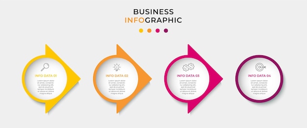 Zakelijke infographic ontwerpsjabloon vector met pictogrammen en 4 opties of stappen