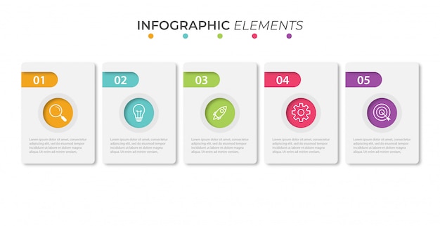 Zakelijke infographic presentatiesjabloon met 5 opties.